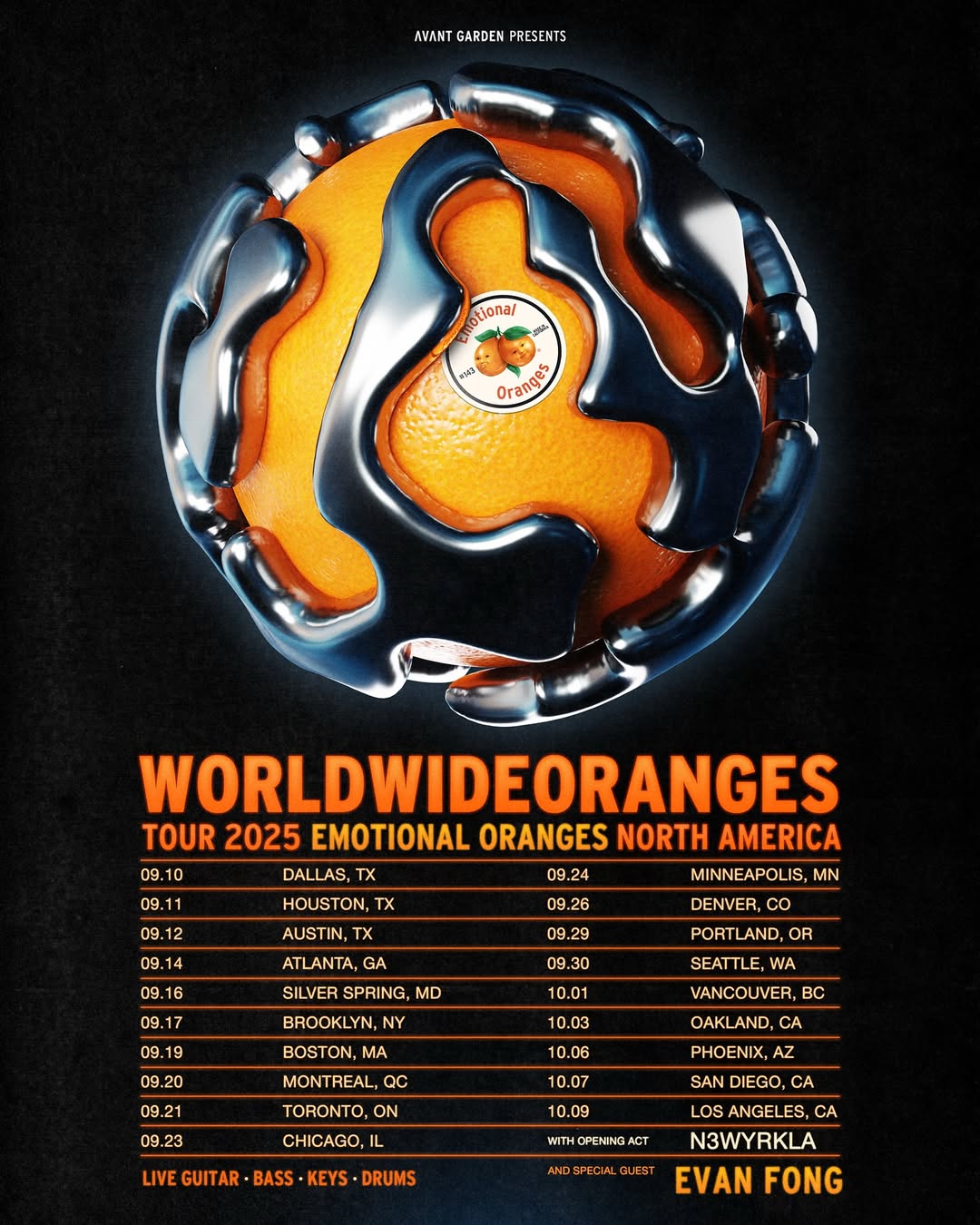 N3WYRKLA WORLDWIDEORANGES Tour Poster 2025